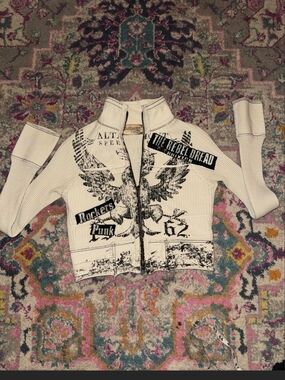 Salvage Vintage Graphic Zip-Up Jacket. M